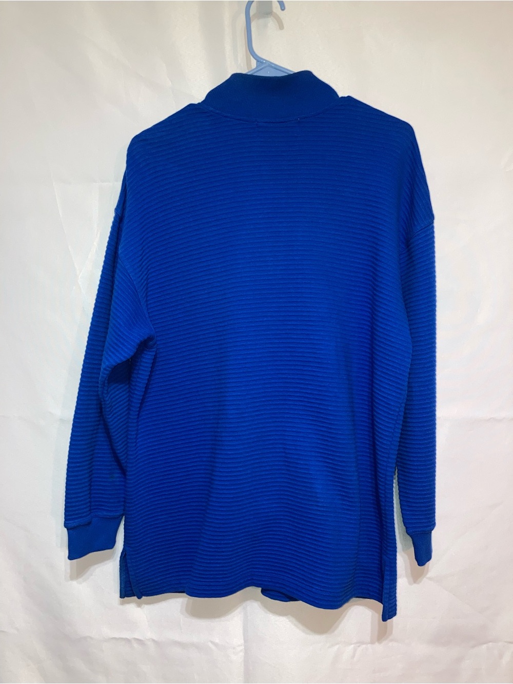 Bechamel Cobalt Blue Ribbed Half-Zip Sweater with Gold Hardware - Picture 7 of 7